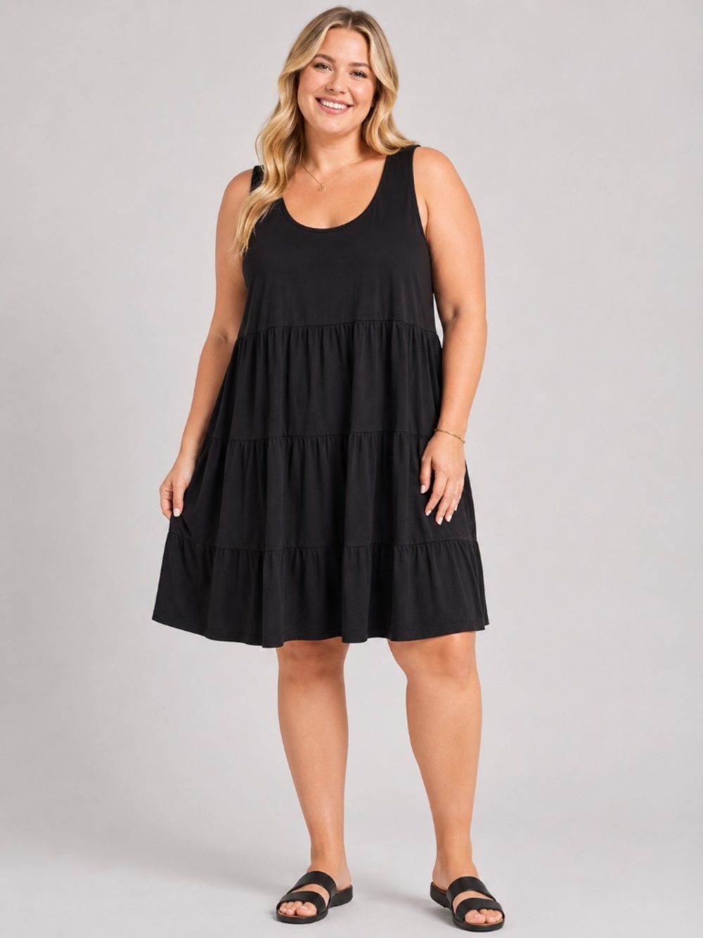 Allen Allen Women's 3X Black T-Shirt Dress Sleeveless Knee Length w/Tag